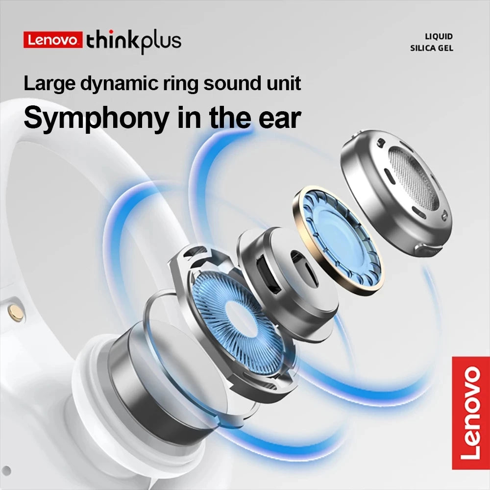 Fone de Ouvido Lenovo LP75 Sports Wireless com Microfone, Botão de Controle, Visor de nível de bateria em LED, Som estéreo Hi-fi (Alta Fidelidade) Bluetooth 5.3 TWS