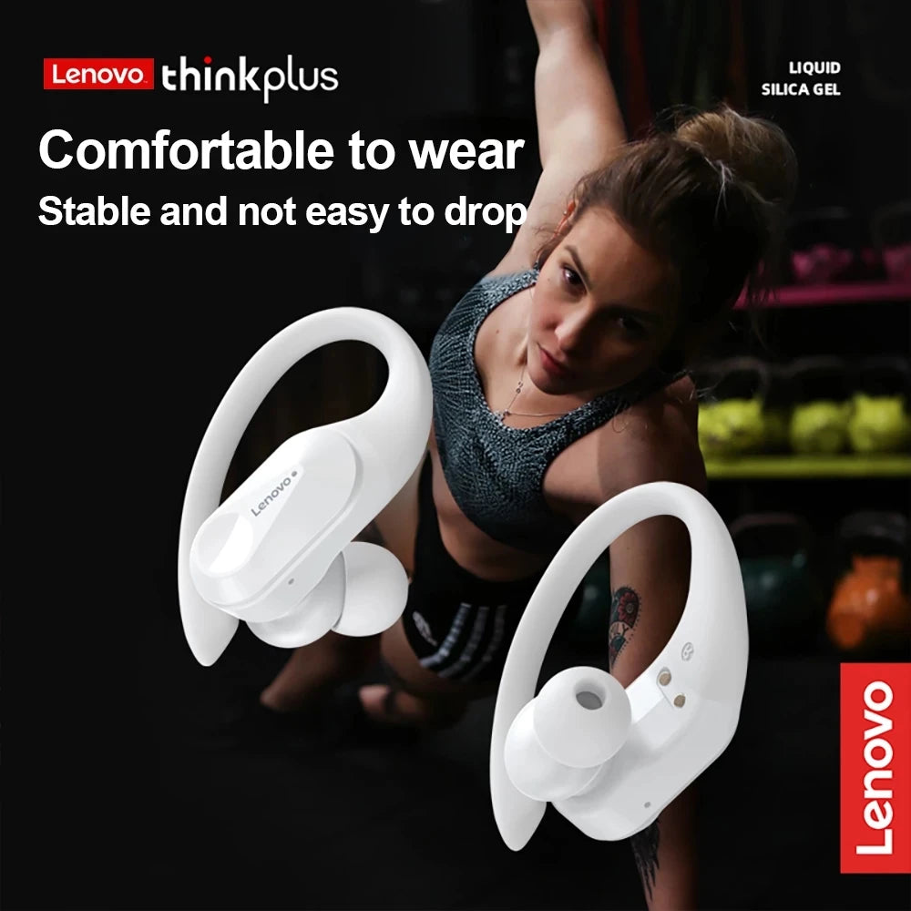 Fone de Ouvido Lenovo LP75 Sports Wireless com Microfone, Botão de Controle, Visor de nível de bateria em LED, Som estéreo Hi-fi (Alta Fidelidade) Bluetooth 5.3 TWS