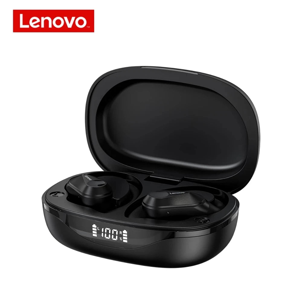 Fone de Ouvido Lenovo LP75 Sports Wireless com Microfone, Botão de Controle, Visor de nível de bateria em LED, Som estéreo Hi-fi (Alta Fidelidade) Bluetooth 5.3 TWS
