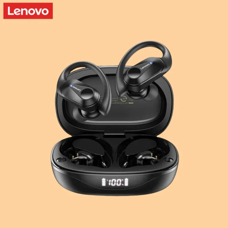 Fone de Ouvido Lenovo LP75 Sports Wireless com Microfone, Botão de Controle, Visor de nível de bateria em LED, Som estéreo Hi-fi (Alta Fidelidade) Bluetooth 5.3 TWS